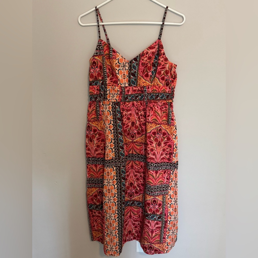 Old Navy Boho Midi Dress Sleeveless Pink Orange Floral Casual Sundress M Beach